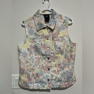 Pastel coloured FDJ floral denim vest